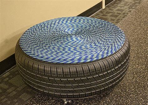 Glossy cocktail top surface provides ample room for use. Repurposed Tire Projects | The Owner-Builder Network