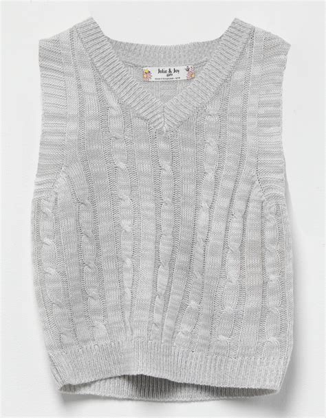 Jolie And Joy Girls Cable Sweater Vest Heather Gray Tillys