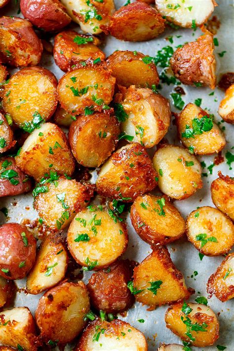 Roasted Garlic Potatoes Recipe With Butter Parmesan Best Roasted
