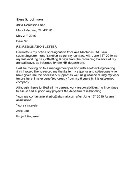 Standard Resignation Letter Sample Edit Fill Sign Online Handypdf