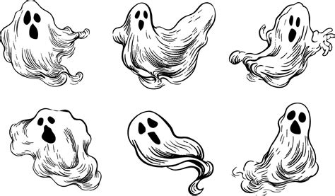 Set Of Realistic Scary Flying Ghostscreepy Ghouls And Vampiresscary