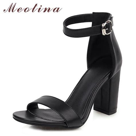 Meotina Ankle Strap High Heel Sandals Women Shoes Buckle Thick Heels Footwear Female Summer