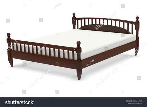 3d Object Bed Brown Wood Bedroom Stock Illustration 1226344597