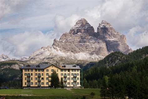 Grand Hotel Misurina On A Sunny Autumn Day In Dolomites Italy