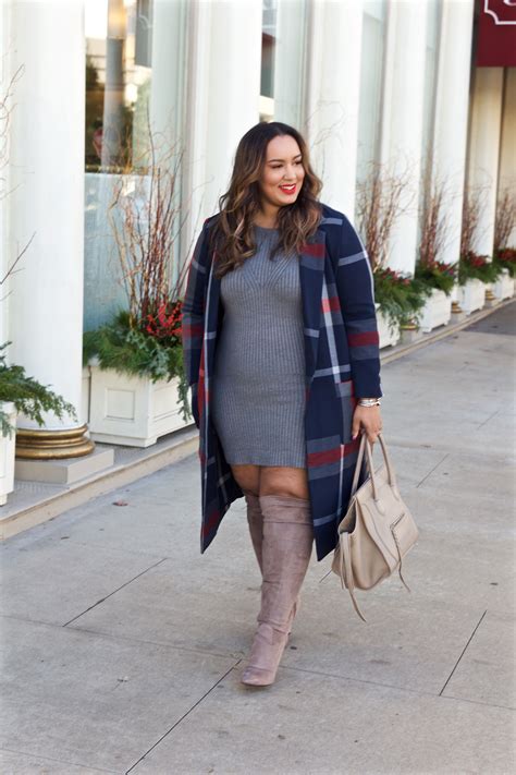 Grey Dress And Taupe Boots Plus Size Outfits Ideas Angela Roi