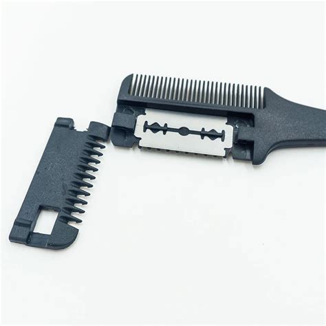 Hair Cutting Comb Black Handle Hair Brushes With Razor Blades Cutting