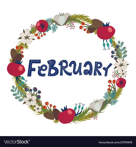Hand Drawing Lettering Month February In A Vector Image