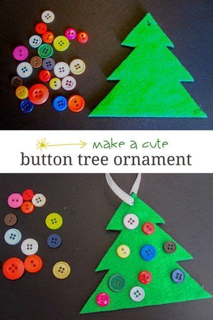 Cute Diy Button Christmas Tree Ornament Preschool Christmas Crafts