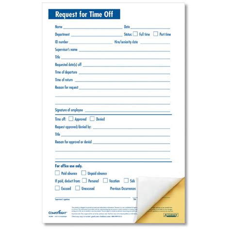 Time Off Request Forms For Vacation Pto And Sick Days Off