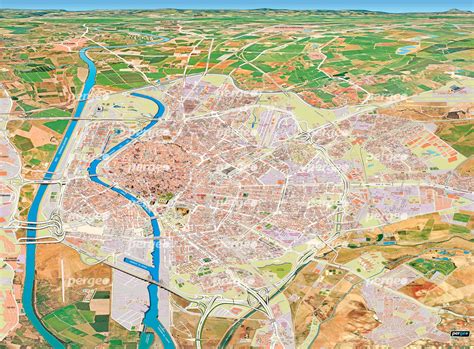 Callejero De Sevilla Mapa Artístico En Perspectiva E Ilustradopergeoes