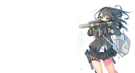 Hd Wallpaper Anime Anime Girls Gun Original Characters School