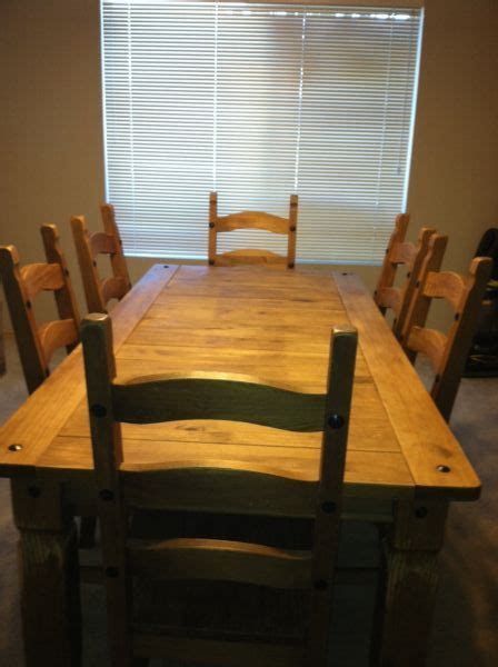Boasting a multifunctional profile, this small kitchen table slides into the breakfast. Rustic Farm House Pine dinning room table and 6 chairs by ...