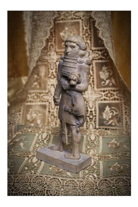Gilgamesh King Of Uruk Epic Hero Holding Lion Statue 875h Ancient
