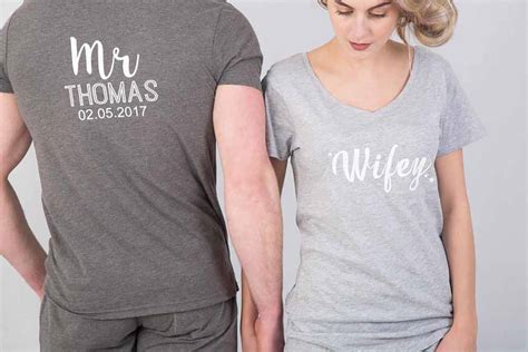Hubby And Wifey Personalised Pyjama Set By The Little Lovebird