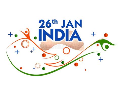 Abstract Tricolor Banner With Indian Flag For 26th January Happy