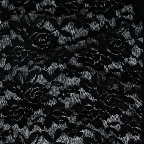 Stretch Lace Fabric Black Flowers Pattern X10cm Perles And Co