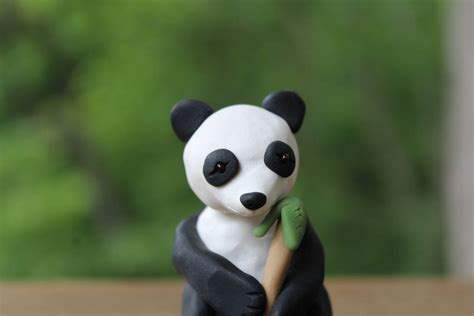 Panda Figurine Polymer Clay Animal Figurines Polymer Clay Etsy
