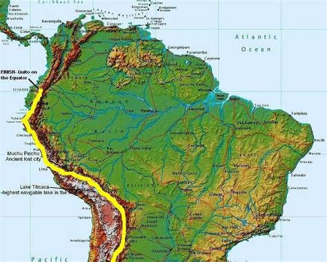 Map Of South America Andes Mountains Cities And Towns Map