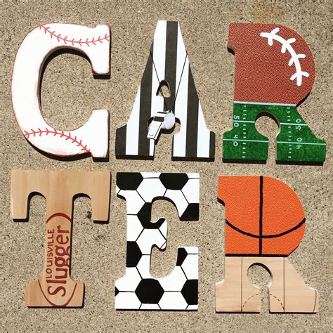 Wooden Sports Letters Wood Sport Initials Basketball Letter