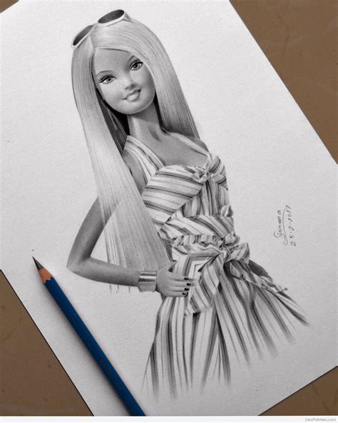 Pencil Sketch Of Barbie Doll Desi Painters