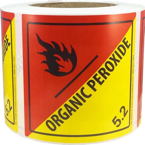 Amazon Com Hazard Class 5 D O T Organic Peroxide Labels 4x4 Inch