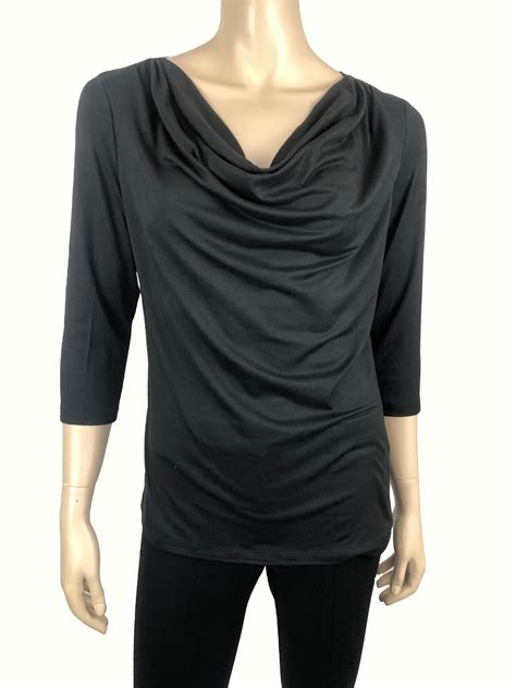 Womens Tops On Sale Black Draped Neckline Made In Canada Yvonne Marie