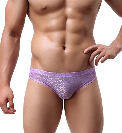 Crystallly Men S Underpants Clear Lace Sheer Under Warming Strings Slip Simple Style Purple
