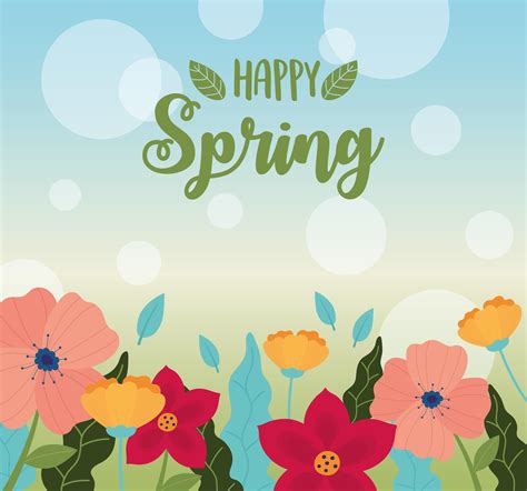 Happy Spring Flowers Petals Decoration Blurred Background 2667667