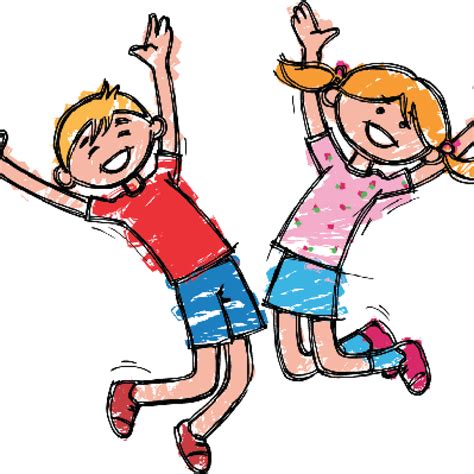 Transparent Happy Kid Png Boy And Girl Jumping Clipart Png Download