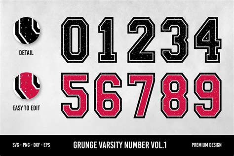 Grunge Varsity Numbers Svg Sports Jersey Numbers Cut File