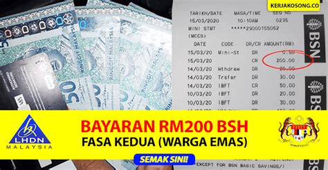 Bantuan rakyat 1malaysia (br1m) telah digantikan dengan bantuan sara hidup rakyat (bsh). Bayaran RM200 BSH Fasa 2 Bermula | Warga Emas - Jawatan ...