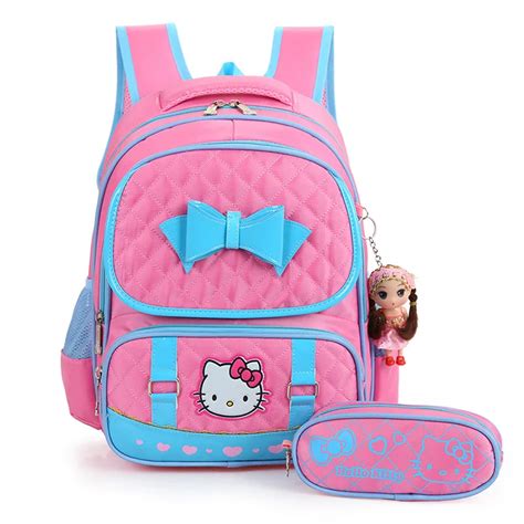 2017 New Hello Kitty Backpack Female Girl School Bags Primany Schoolbag