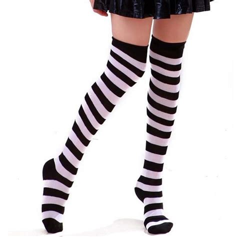 Buy Women Lady Girl Over The Knee Socks Striped Thigh