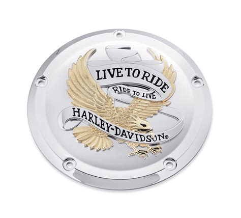 25700472 Live To Ride Derby Cover Gold And Chrome At Thunderbike Shop
