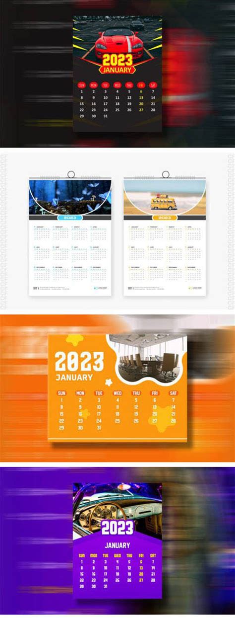 2023 Creative Calendars For Illustrator 8 Vector Design Templates