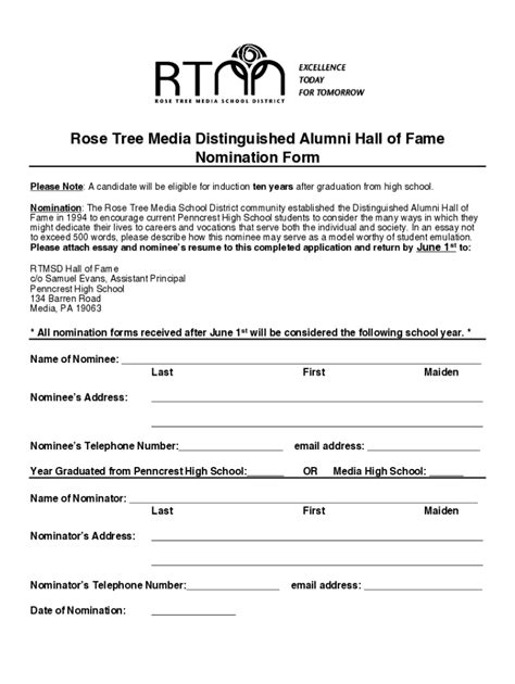 Fillable Online Hall Of Fame Nomination Formpdf Fax Email Print