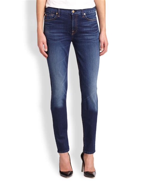 For All Mankind Slim Illusion Skinny Jeans In Blue Geneva Blue Lyst