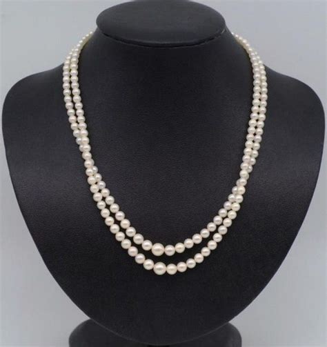 Vintage Double Strand Of Pearls Graduated Pearl Choker Approx