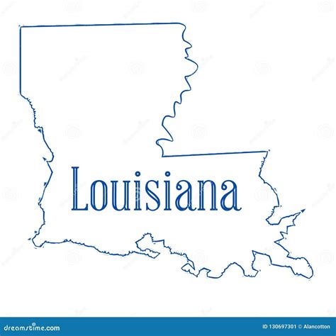 Louisiana State Outline Map Stock Illustration Illustration Of United