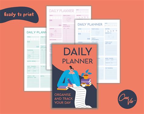 Daily Planner A4 Ready To Print Organise And Track Your Day 3 Colour