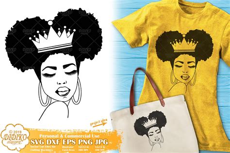 Afro Queen Svg Silhouette 3 Black Woman Crown Svg Didiko Designs