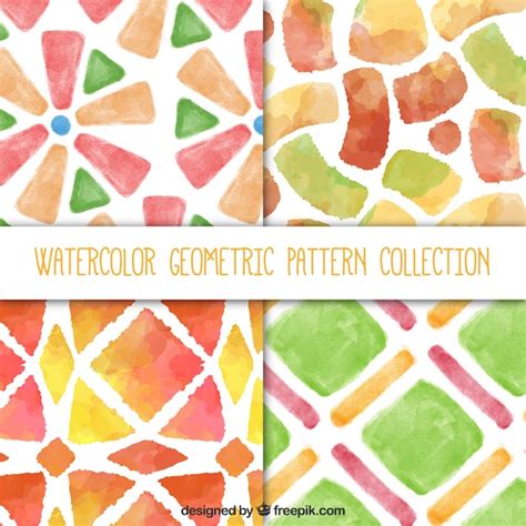 Watercolor Geometric Patterns Set Vector Free Download