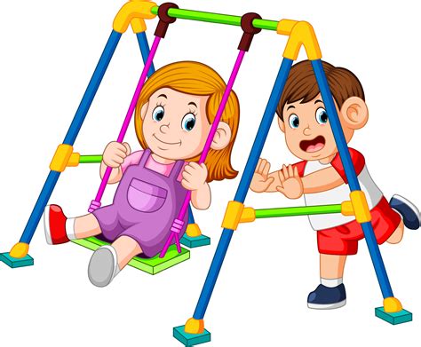 The Children Have Fun Playing Swings 13330266 Vector Art At Vecteezy