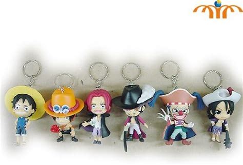 One Piece Anime Keychain Set 6 Pcs 3 Figure Keychain Set
