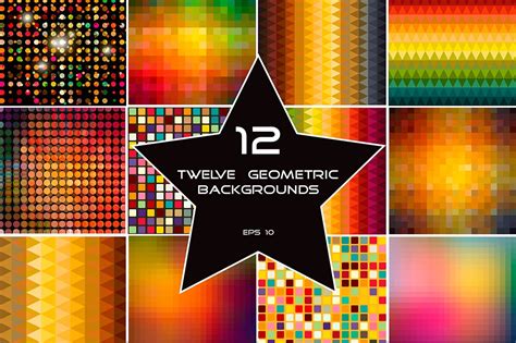 12 Abstract Geometric Backgrounds Pre Designed Illustrator Graphics