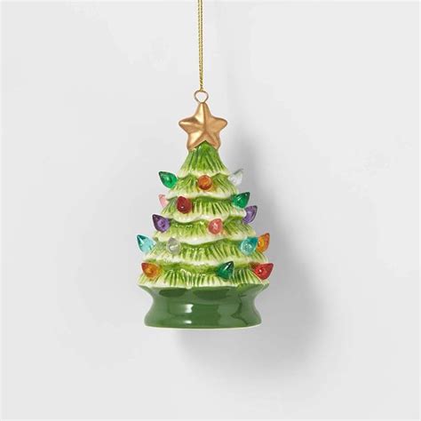 Wondershop Ceramic Christmas Tree Lighted Ornament Retro Lit Green Home And Kitchen