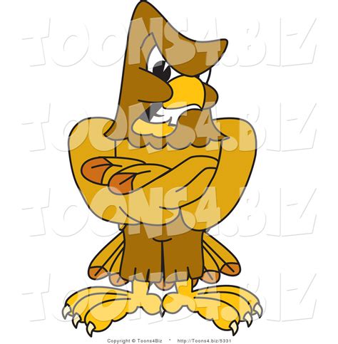 Vector Illustration Of A Cartoon Hawk Mascot Character Being Tough By