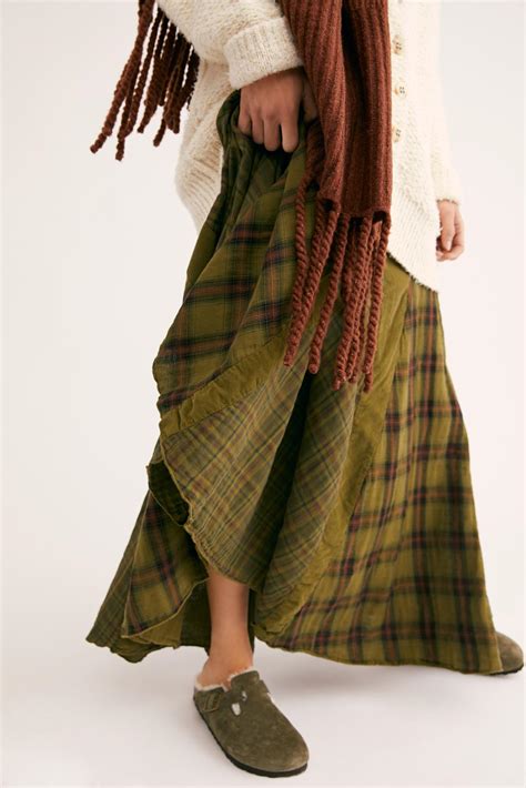 Free People Linen Patchwork Maxi Skirt By Cp Shades In Green Lyst