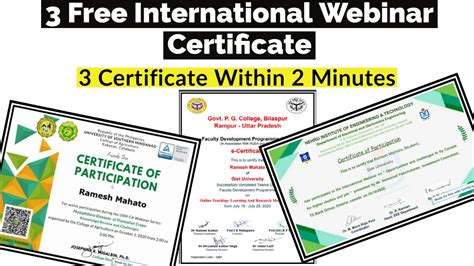 3 Free International Webinar Certificate Free Certificate Webinar