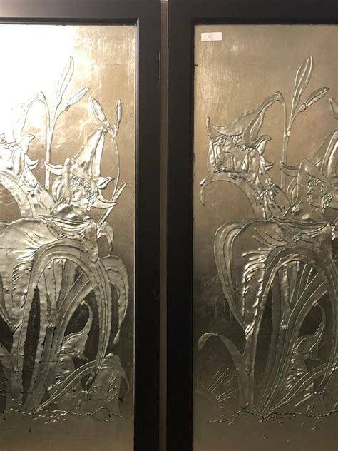 pair of art deco style glass etched silvered wall decorations mirrors at 1stdibs etched